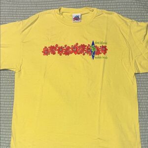 Vintage 90’s Planet Hollywood Waikiki Beach Vibrant Yellow T-Shirt size Large